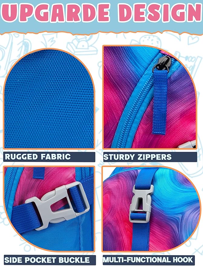 BLUEFAIRY High School Backpack for Girls Boys Middle School Bookbag for Kids Back to School Bag for College with Large Compartment Casual Daypack Mochilas para Niñas Adolescentes 18" Tie Dye Blue