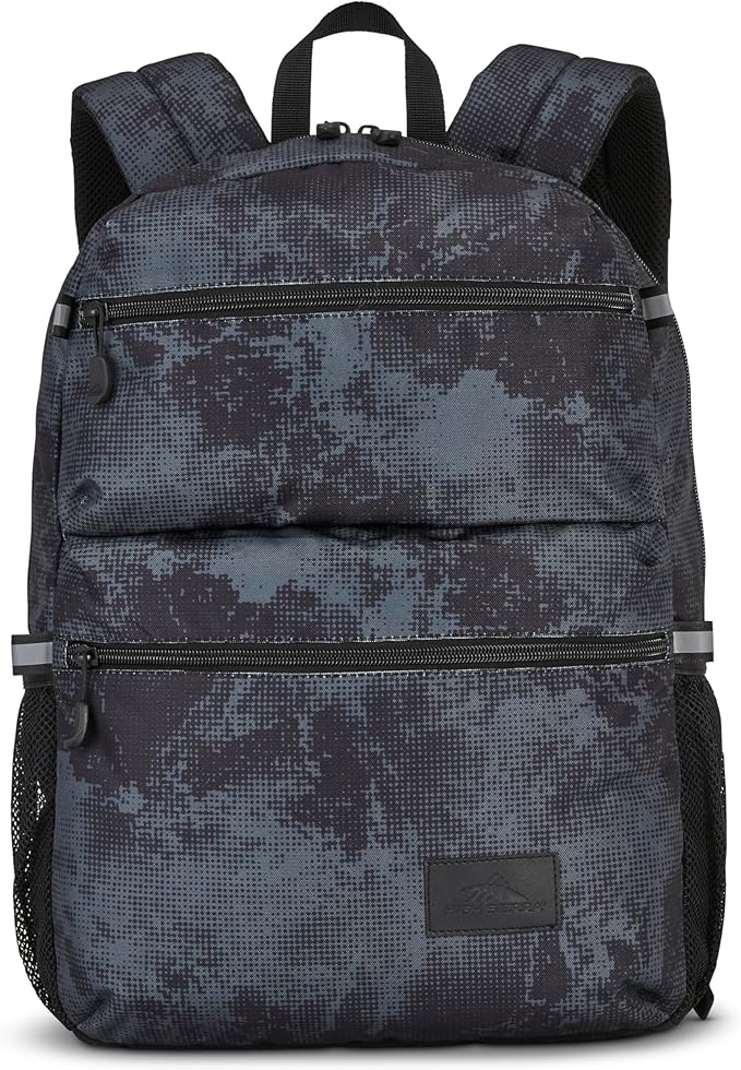 High Sierra Everclass Backpack - Travel or Work Laptop Bookbag with 360° Reflectivity, Dual Water Bottle Pockets & Fits Laptops Up To 15.6”, One Size, Charcoal Waves