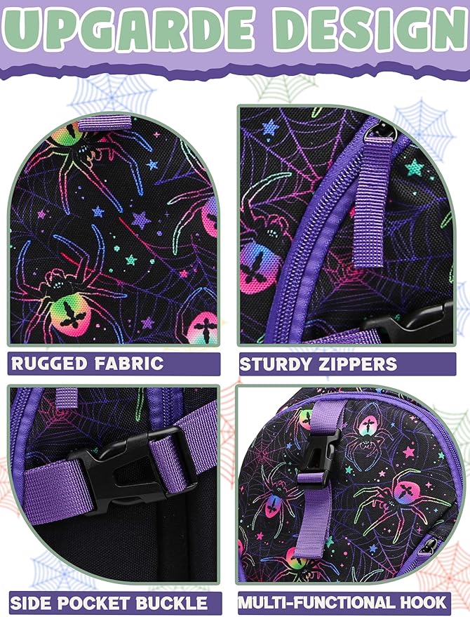 BLUEFAIRY High School Backpack for Girls Boys Middle School Bookbag for Kids Back to School Bag for College with Large Compartment Casual Daypack Mochilas para Niñas Adolescentes 18" Black Purple