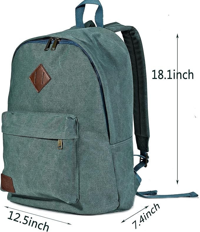 Canvas College Laptop Backpack, Durable Rucksack Travel Notebook Bag Backpack Book Bag for Men Women Turquoise Factory Directly