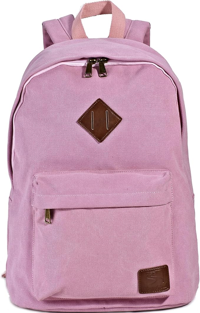 Canvas Laptop Backpack, Durable Rucksack, Travel Bag Fits 15.6 Inch Notebook for Women Factory Directly (Pink)