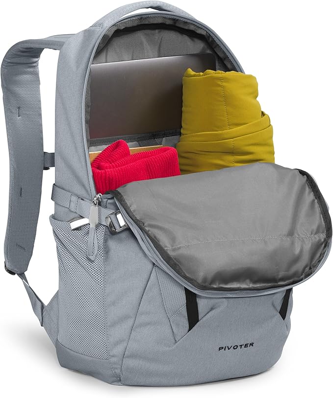 The North Face Pivoter Everyday Laptop Backpack - NPF, Mid Grey Dark Heather/TNF Black-NPF, One Size