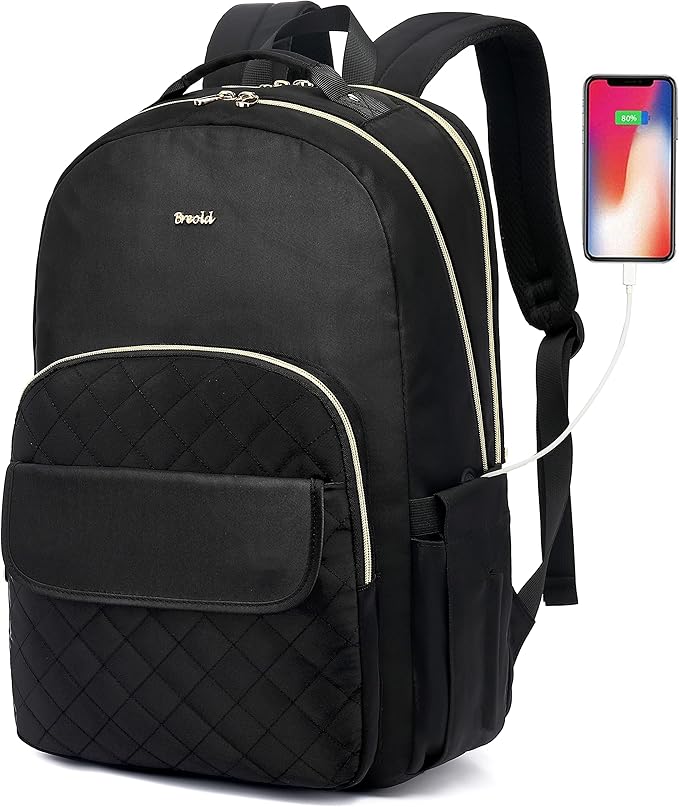 Laptop Backpack for Women Travel Business Backpacks 15.6 inch,College Bookbag Schoolbag for Girls Teacher Backpack Daypack TSA Friendly for School,Black