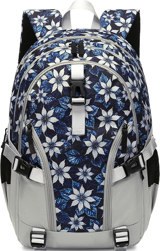 BLUEFAIRY High School Backpack for Girls Boys Middle School Bookbag for Kids Back to School Bag for College with Large Compartment Casual Daypack Mochilas para Niñas Adolescentes 18" Navy Blue