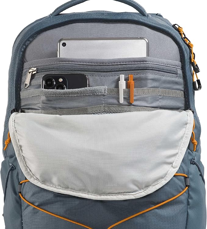 The North Face Borealis Commuter Laptop Backpack - Water Repellent, Laptop Sleeve, Large Main Compartment, Granite Grey/Dust Orange, One Size