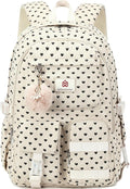 School Backpack for Teens Girls Women 15.6 Inch Laptop College Backpacks Corduroy Work Bag Kids Elementary Middle High School Bookbag Students Back Pack Travel Daypack Womens-Corduroy Beige Heart-1