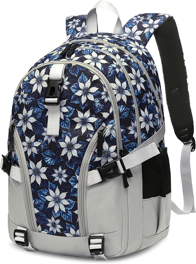 BLUEFAIRY High School Backpack for Girls Boys Middle School Bookbag for Kids Back to School Bag for College with Large Compartment Casual Daypack Mochilas para Niñas Adolescentes 18" Navy Blue