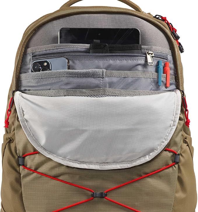 The North Face Borealis Commuter Laptop Backpack - Water Repellent, Laptop Sleeve, Large Main Compartment, Cedar/Lava Red, One Size
