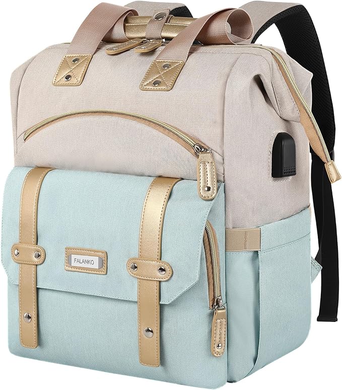 Laptop Backpack for Women,17 inch Computer Backpack for Work School Nurse Teacher Business College with Laptop Compartment,USB Charging Port, Water-resistant Large Wide Open Travel Backpack Bookbag