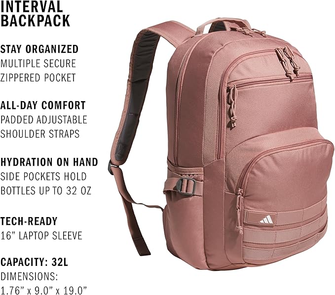 adidas Interval Backpack – Daypack for Travel Sports Gym Work School, 32L
