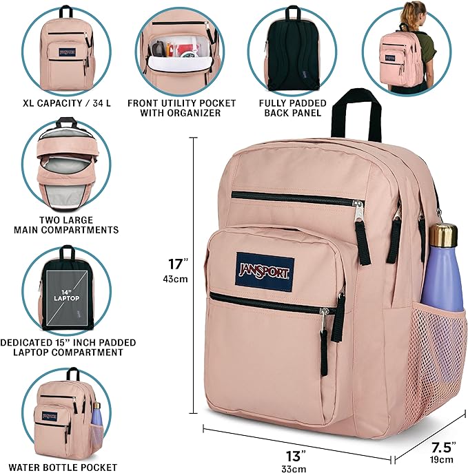 JanSport Laptop Backpack - Computer Bag with 2 Compartments, Ergonomic Shoulder Straps, 15” Laptop Sleeve, Haul Handle - Navy