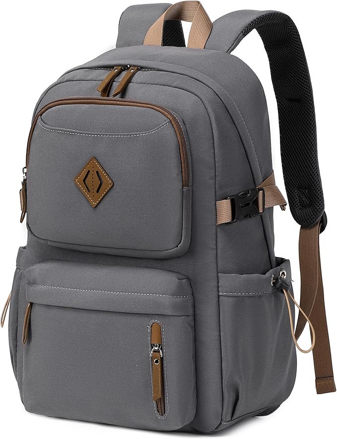 AO ALI VICTORY laptop backpack 15.6 inch anti theft travel backpacks for men and women large college bookbag work business daypack middle high school bag for girls boys teens students grey