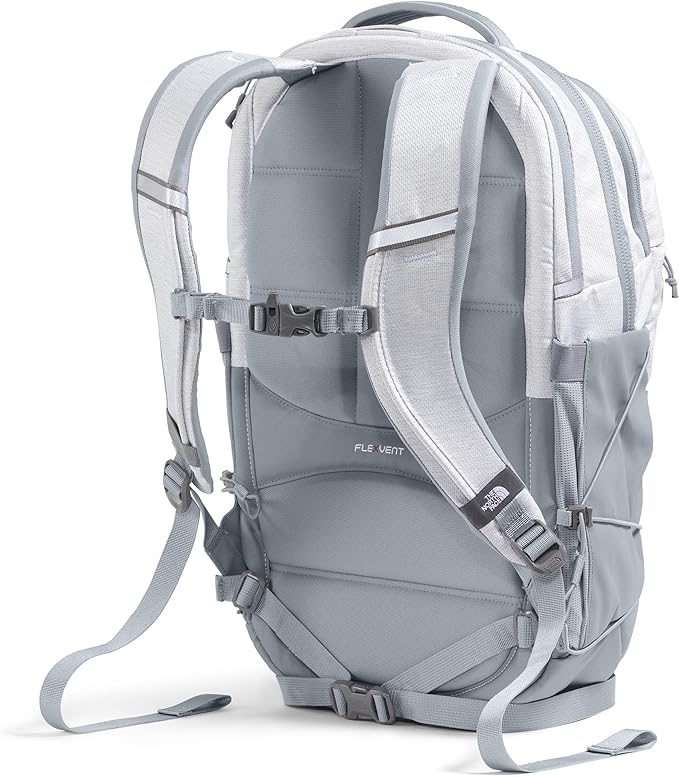 The North Face Women's Borealis Commuter Laptop Backpack - Everyday Travel Bag, Laptop Sleeve, Reflective Details, TNF White Metallic Mélange/Mid Grey-NPF, One Size