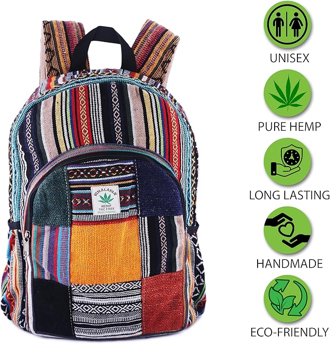 Anitya Hemp Backpack, Multi-Functional Pockets, Eco-Friendly, Unisex, Hiking Daypack, Durable Rucksack (AHLB04)