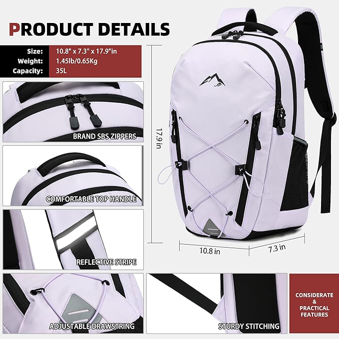 AO ALI VICTORY Women's Laptop Backpack 15.6 inch,Travel Backpack for Men,College Bookbag, Lightweight Outdoor Sport Hiking Back Pack, Everyday Daypack, Purple