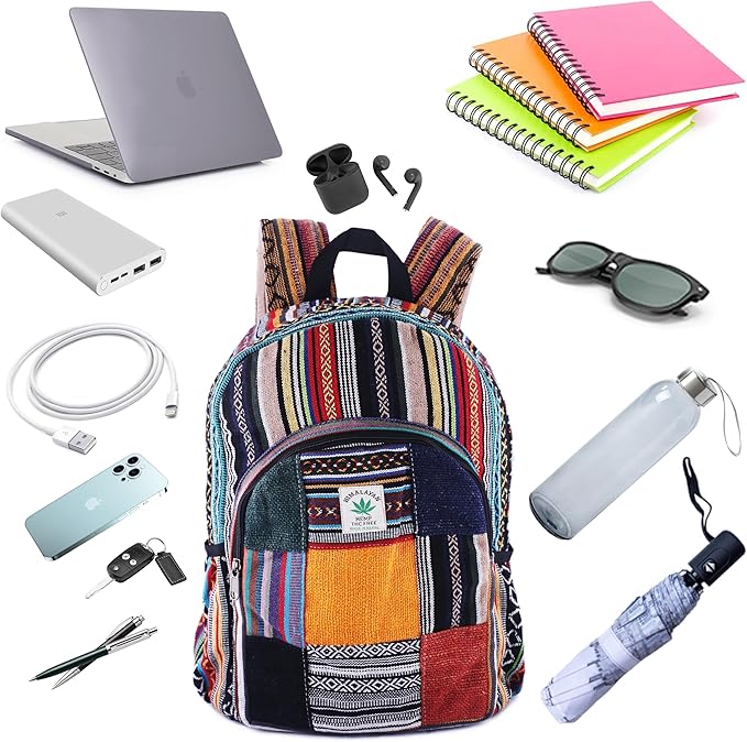 Anitya Hemp Backpack, Multi-Functional Pockets, Eco-Friendly, Unisex, Hiking Daypack, Durable Rucksack (AHLB04)