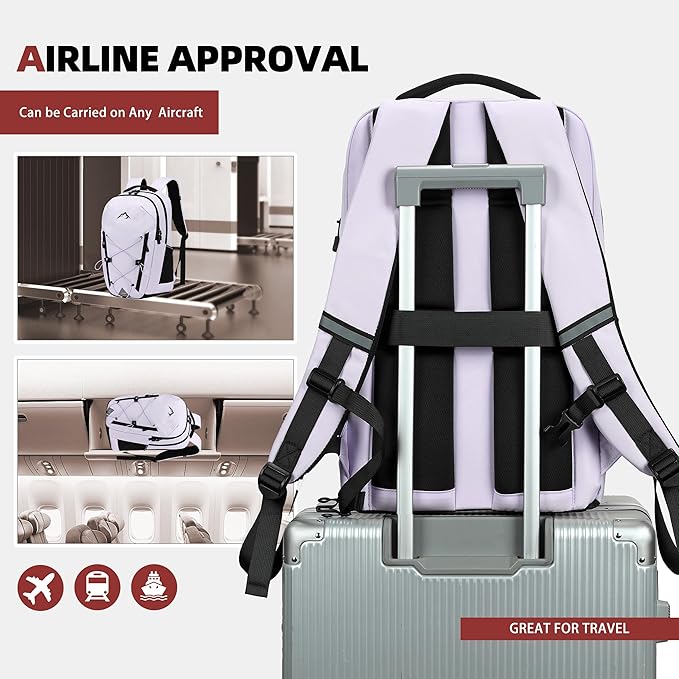 AO ALI VICTORY Women's Laptop Backpack 15.6 inch,Travel Backpack for Men,College Bookbag, Lightweight Outdoor Sport Hiking Back Pack, Everyday Daypack, Purple