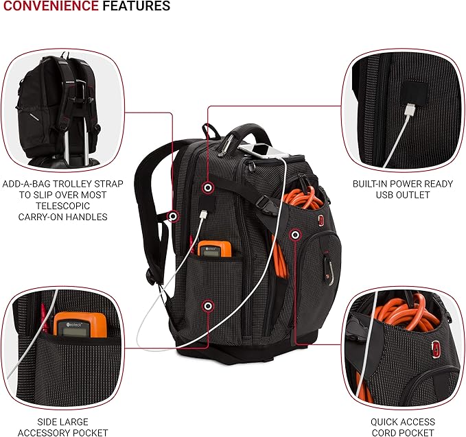 SwissGear Tool Bag Backpack, Fits Up to 17-Inch Laptop, Work Pack PRO, Black