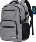 Backpack for Men Women, School Backpack for Boys Girls Teens, Work Business College Backpacks with USB Charging Port, Black Student Bookbag Fits 15.6 Inch Laptop with USB Charging Port, Gifts