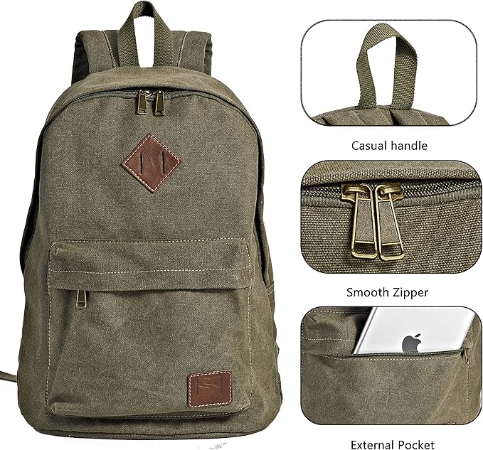 Durable Canvas College Rucksack Laptop Excursion Backpack Travel Notebook School Backpack Bookbag For Men Women Military Green Factory Directly