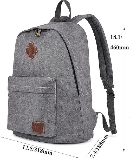 Canvas Laptop Backpack, Durable Rucksack, Travel Bag Fits 15.6 Inch Notebook for Men Women Factory Directly（Gray）